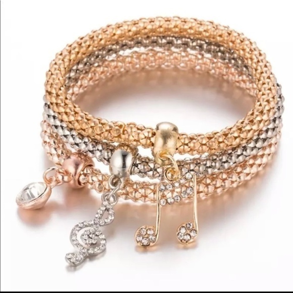 Three Musical Notes Charms Bracelet